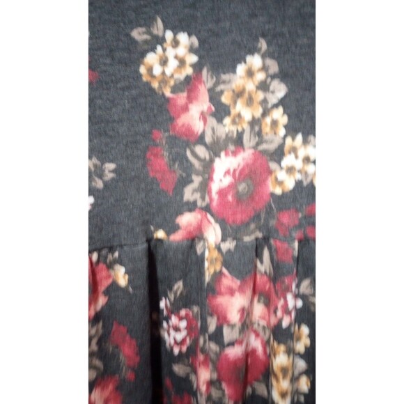 Acting Pro Woman Dress/Tunic Plus Size 3XL Gray Long Sleeve Floral Midi Boho - Picture 6 of 7